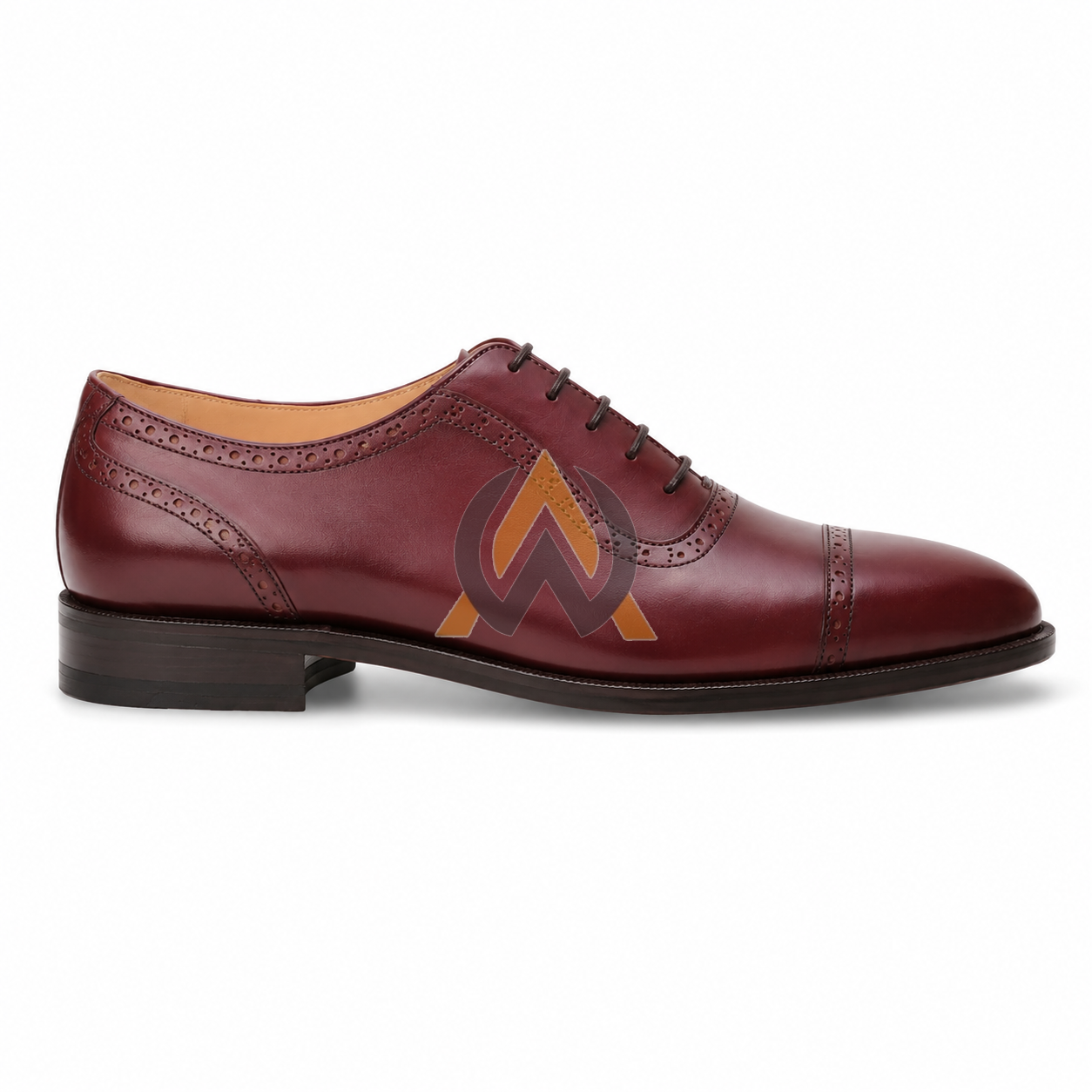Burgundy Cap-Toe Oxford Brogue Shoes
