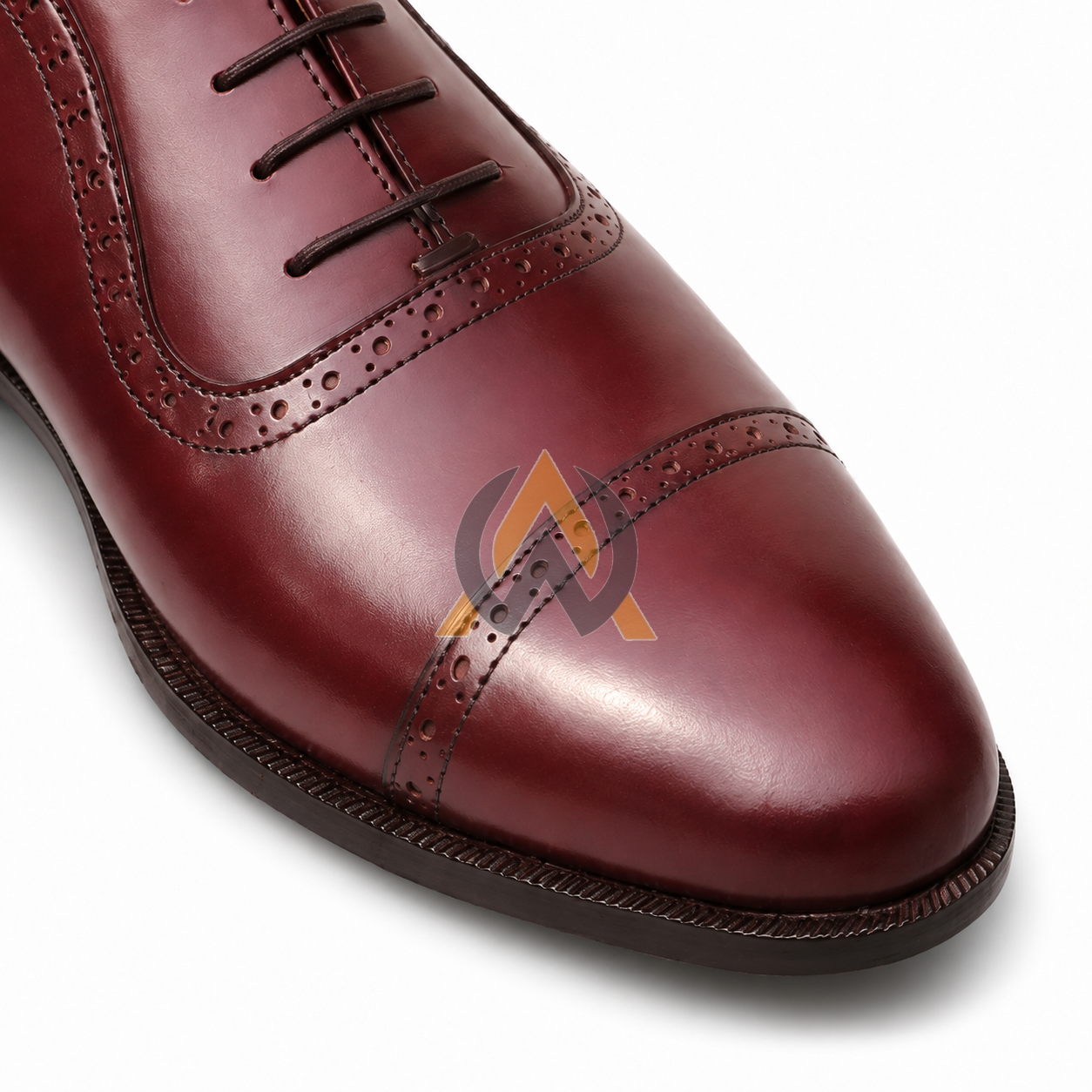 Burgundy Cap-Toe Oxford Brogue Shoes view 3