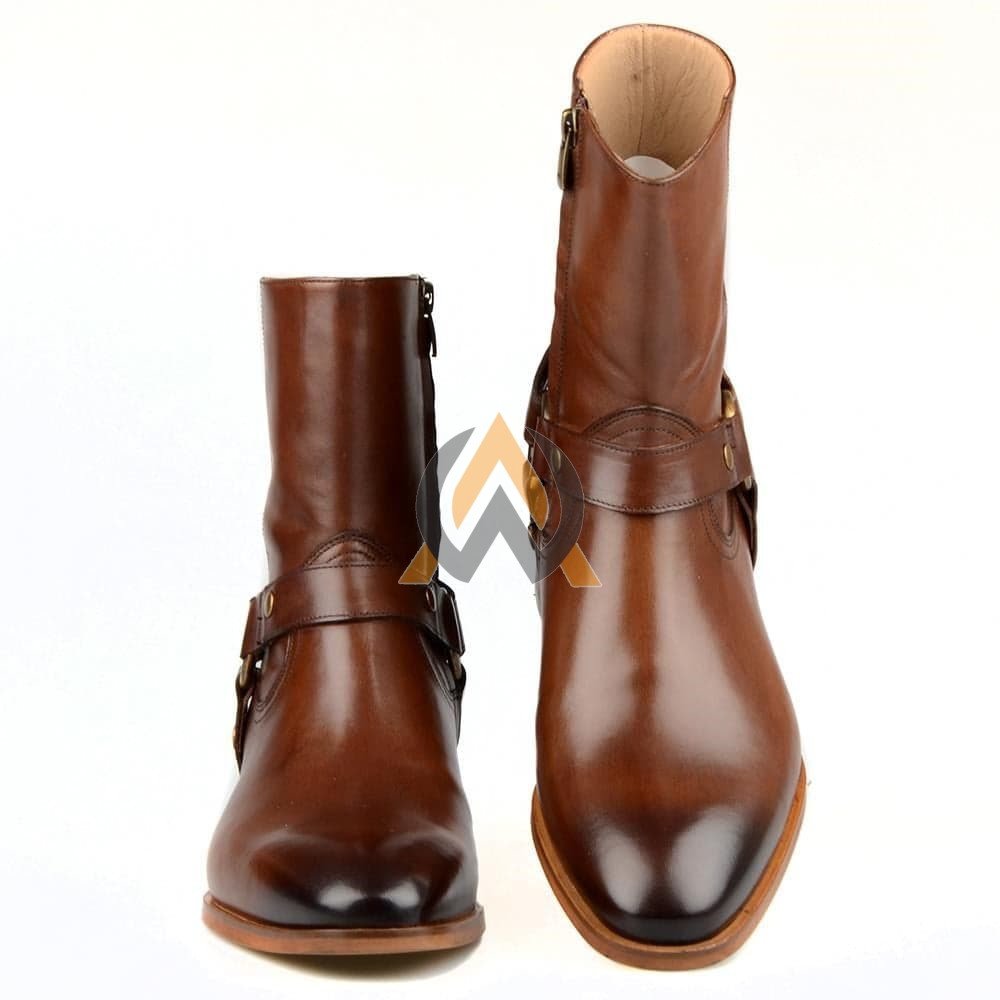 Men’s Chestnut Brown Harness Boots – Made to Order view 6