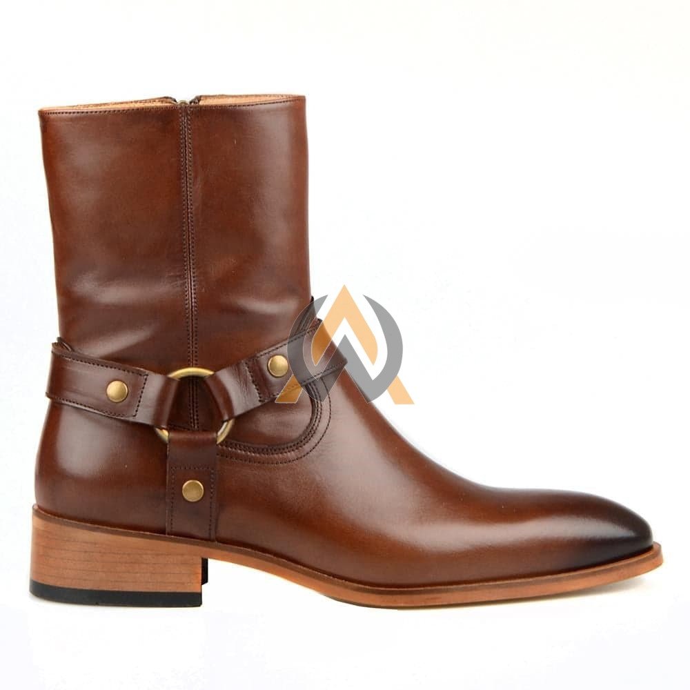 Men’s Chestnut Brown Harness Boots – Made to Order view 5