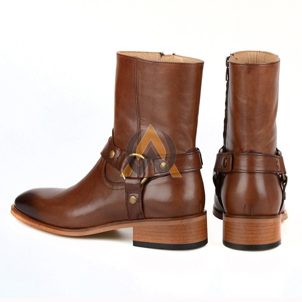 Men’s Chestnut Brown Harness Boots – Made to Order view 2
